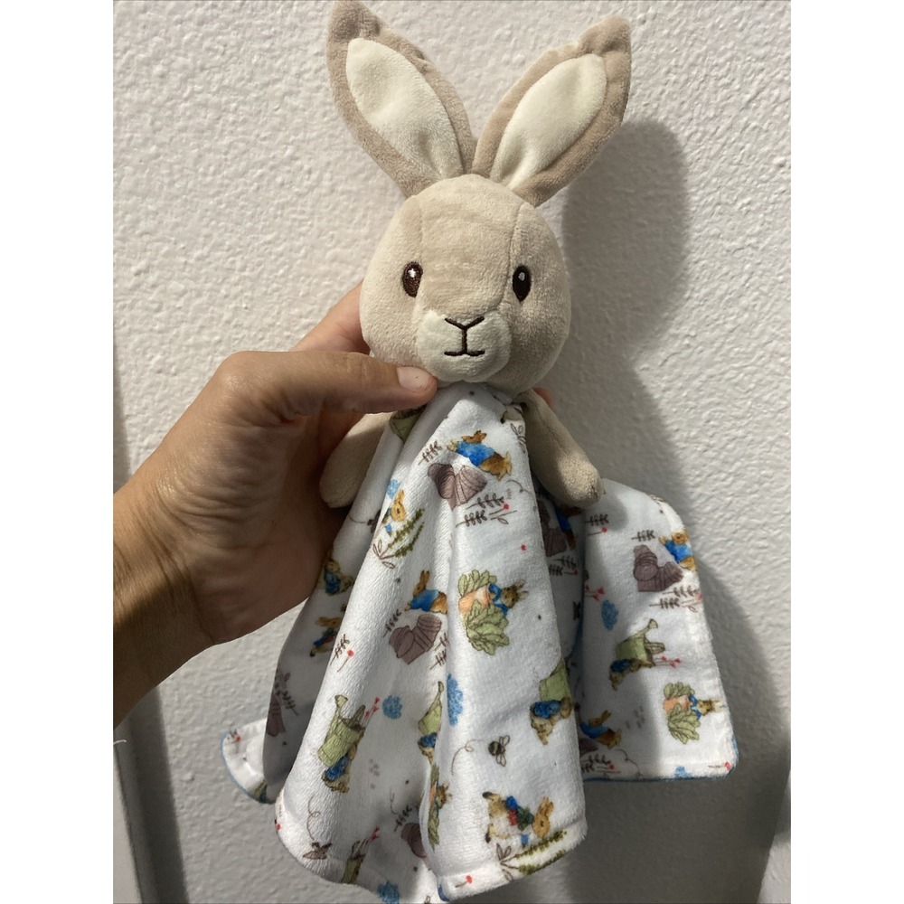 Beatrix Potter Peter Rabbit Bunny Lovey Security Blanket Blue Plush Baby 12 x13"